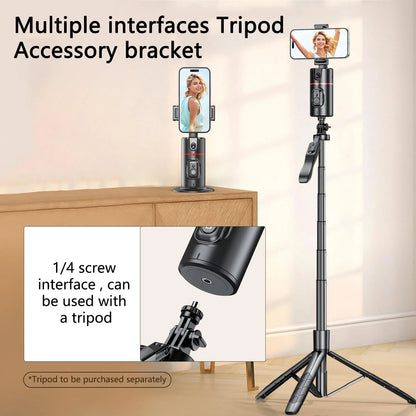 Auto Face Tracking Phone Holder Tripod, No App Required, 360° Rotation Smart Face Body Tracking Tripod Selfie Phone Camera Stand for TIK Tok, Vlog, Live Streaming, Youtube Video